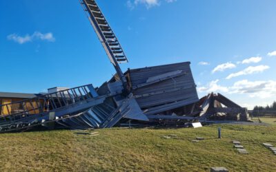 Bockwindmühle Klettbach durch Orkan zerstört